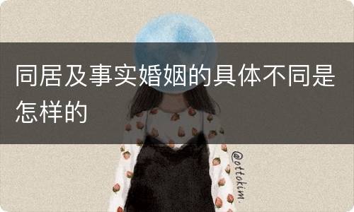 同居及事实婚姻的具体不同是怎样的