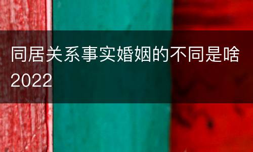 同居关系事实婚姻的不同是啥2022