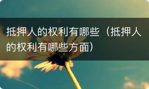 抵押人的权利有哪些（抵押人的权利有哪些方面）