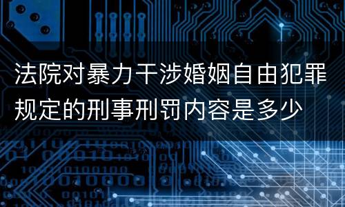 法院对暴力干涉婚姻自由犯罪规定的刑事刑罚内容是多少