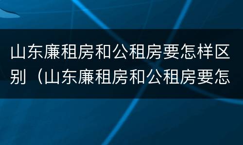 山东廉租房和公租房要怎样区别（山东廉租房和公租房要怎样区别图片）