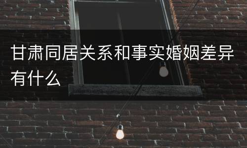 甘肃同居关系和事实婚姻差异有什么