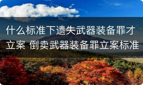 什么标准下遗失武器装备罪才立案 倒卖武器装备罪立案标准