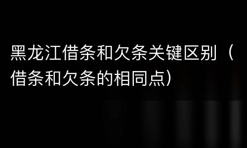 黑龙江借条和欠条关键区别（借条和欠条的相同点）