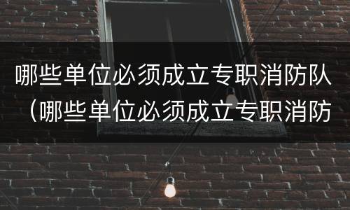 哪些单位必须成立专职消防队（哪些单位必须成立专职消防队呢）
