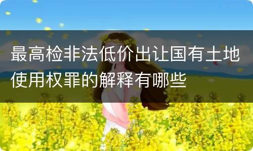 最高检非法低价出让国有土地使用权罪的解释有哪些