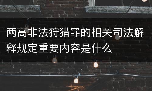 两高非法狩猎罪的相关司法解释规定重要内容是什么