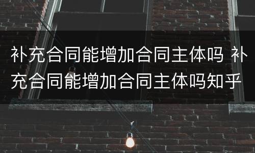 补充合同能增加合同主体吗 补充合同能增加合同主体吗知乎