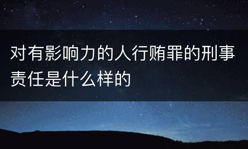 对有影响力的人行贿罪的刑事责任是什么样的