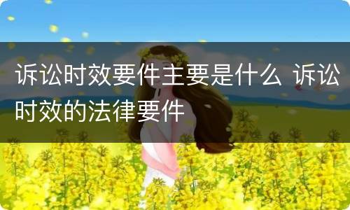 诉讼时效要件主要是什么 诉讼时效的法律要件