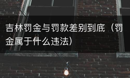 吉林罚金与罚款差别到底（罚金属于什么违法）