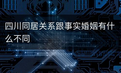 四川同居关系跟事实婚姻有什么不同