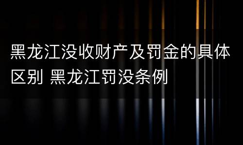 黑龙江没收财产及罚金的具体区别 黑龙江罚没条例