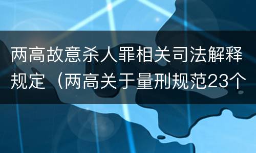 两高故意杀人罪相关司法解释规定（两高关于量刑规范23个罪名）