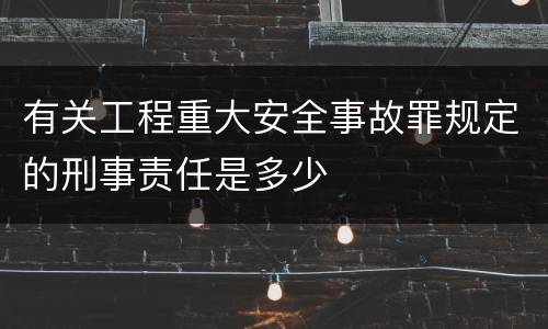 有关工程重大安全事故罪规定的刑事责任是多少