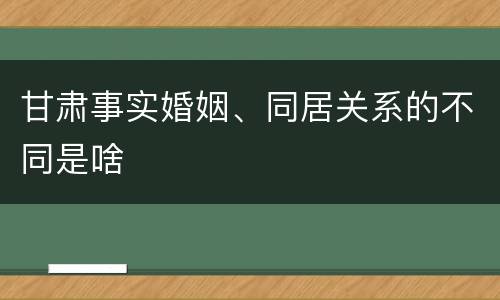 甘肃事实婚姻、同居关系的不同是啥