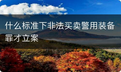 什么标准下非法买卖警用装备罪才立案