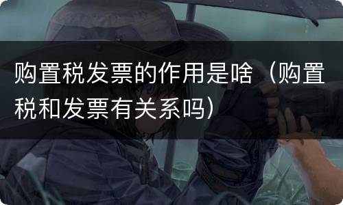 购置税发票的作用是啥（购置税和发票有关系吗）