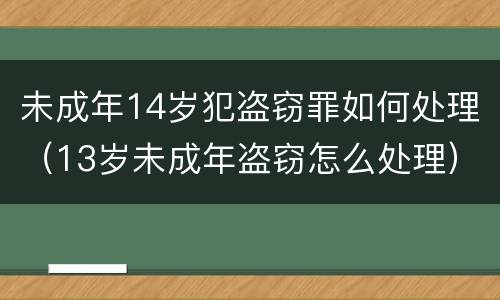 未成年14岁犯盗窃罪如何处理（13岁未成年盗窃怎么处理）