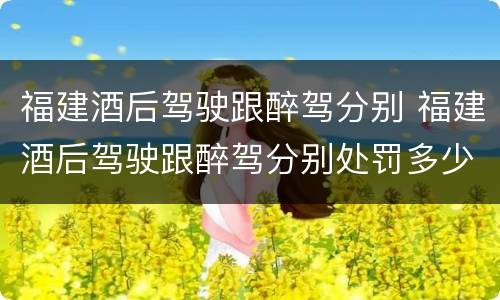 福建酒后驾驶跟醉驾分别 福建酒后驾驶跟醉驾分别处罚多少