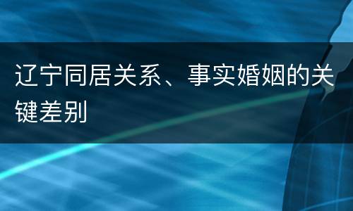 辽宁同居关系、事实婚姻的关键差别