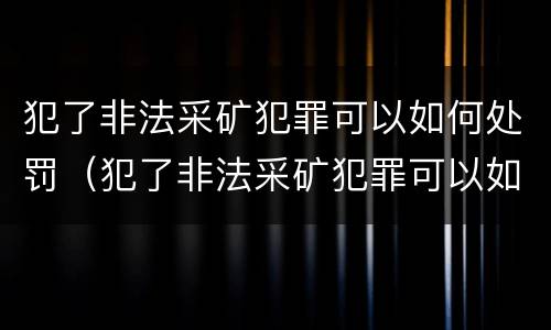 犯了非法采矿犯罪可以如何处罚（犯了非法采矿犯罪可以如何处罚呢）