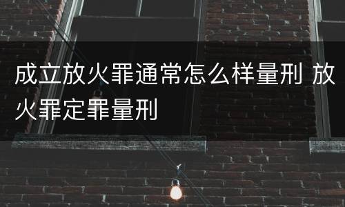 成立放火罪通常怎么样量刑 放火罪定罪量刑
