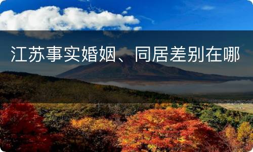 江苏事实婚姻、同居差别在哪