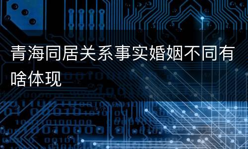 青海同居关系事实婚姻不同有啥体现