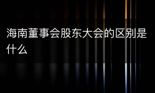 海南董事会股东大会的区别是什么