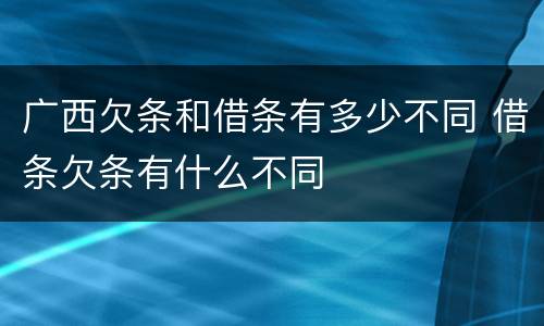 广西欠条和借条有多少不同 借条欠条有什么不同