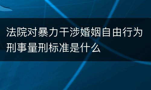 法院对暴力干涉婚姻自由行为刑事量刑标准是什么
