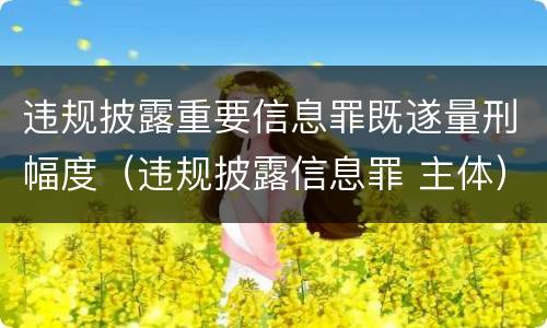 违规披露重要信息罪既遂量刑幅度（违规披露信息罪 主体）