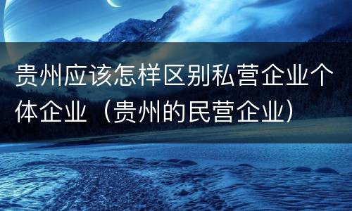 贵州应该怎样区别私营企业个体企业（贵州的民营企业）