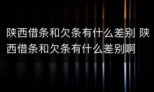 陕西借条和欠条有什么差别 陕西借条和欠条有什么差别啊