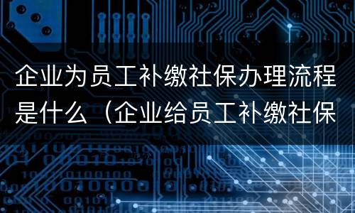 企业为员工补缴社保办理流程是什么（企业给员工补缴社保流程）
