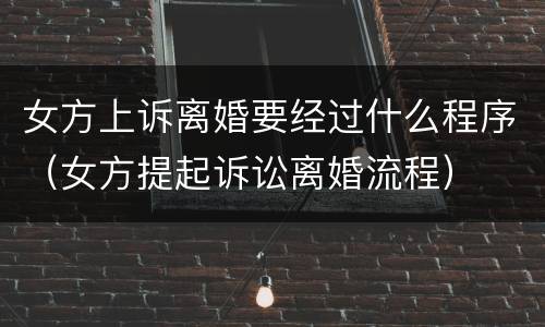 女方上诉离婚要经过什么程序（女方提起诉讼离婚流程）