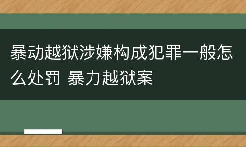 暴动越狱涉嫌构成犯罪一般怎么处罚 暴力越狱案