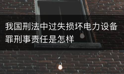我国刑法中过失损坏电力设备罪刑事责任是怎样