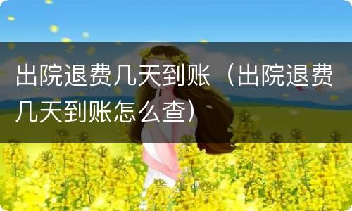 出院退费几天到账（出院退费几天到账怎么查）