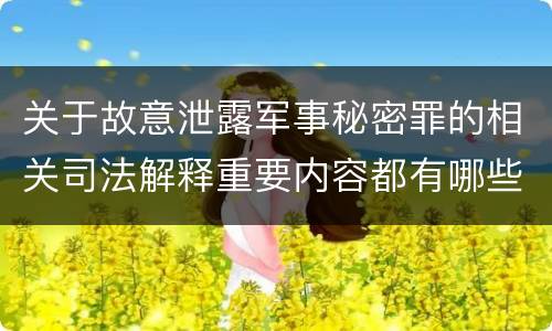 关于故意泄露军事秘密罪的相关司法解释重要内容都有哪些