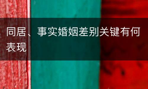 同居、事实婚姻差别关键有何表现
