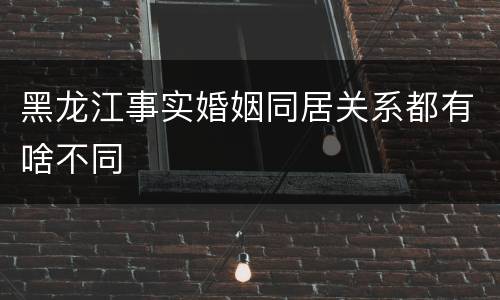 黑龙江事实婚姻同居关系都有啥不同
