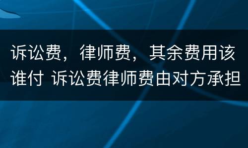诉讼费，律师费，其余费用该谁付 诉讼费律师费由对方承担的条款怎么定