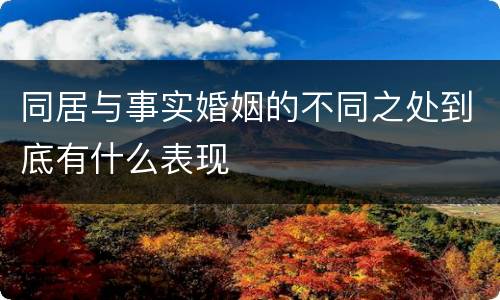 同居与事实婚姻的不同之处到底有什么表现 同居与事实婚姻的不同之处到底有什么表现
