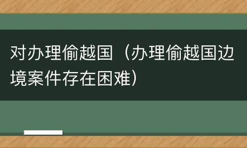 对办理偷越国（办理偷越国边境案件存在困难）