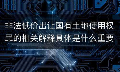 非法低价出让国有土地使用权罪的相关解释具体是什么重要内容