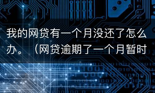 我的网贷有一个月没还了怎么办。（网贷逾期了一个月暂时还不上怎么办）