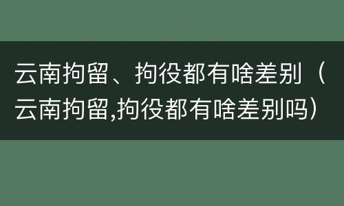 云南拘留、拘役都有啥差别（云南拘留,拘役都有啥差别吗）