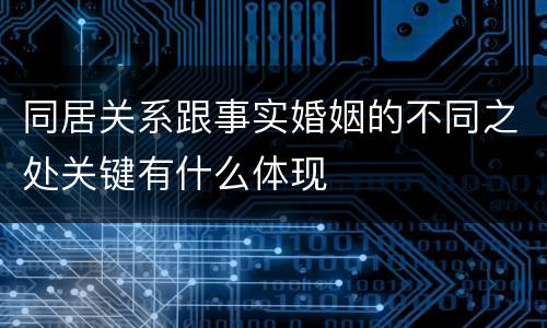 同居关系跟事实婚姻的不同之处关键有什么体现
